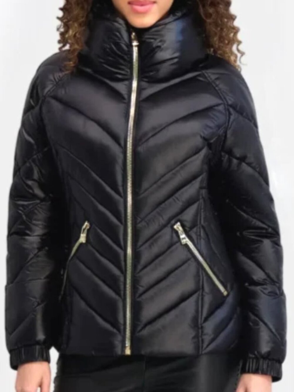 Karl Lagerfeld Pillow Collar Puffer Jacket Work School Travel Office Winter Fall